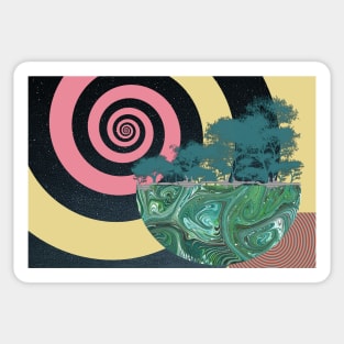 Abstract Collage Bonsai Planet Vortex Sticker